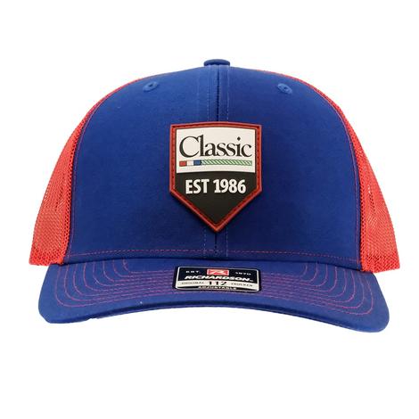 Classic Rope Rubber Patch 5 Side Logo Blue and Red Meshback Cap